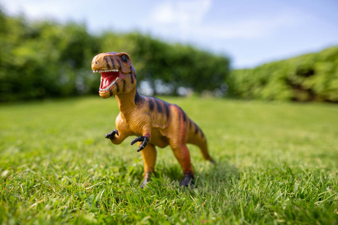 A Toy Dinosaur on the Grass